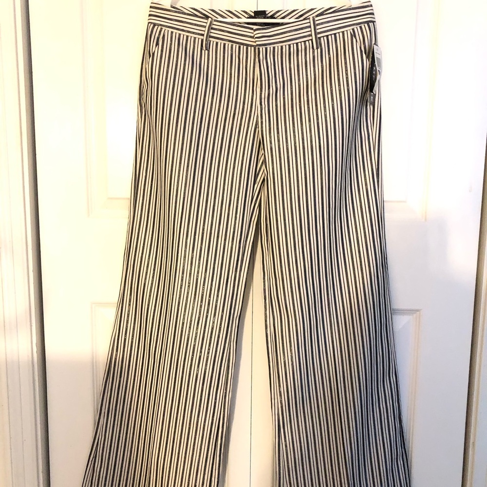 Rampage Black & White Vertical Stripe Wide-Leg Pants